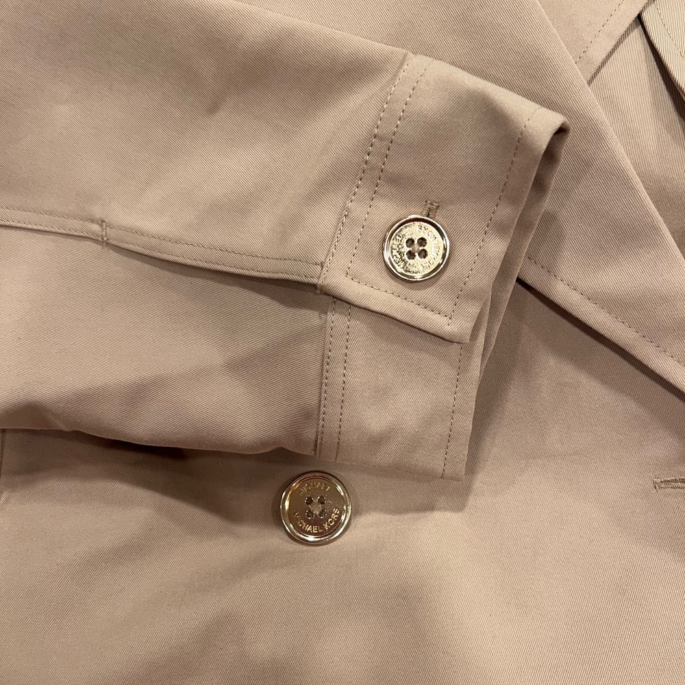 NWT Michael Kors Cropped Double- Breasted Cotton Trench Coat Khaki - Picture 5 of 9